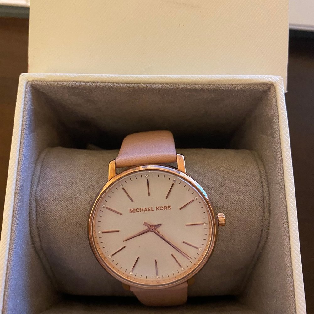 Michael Kors Pink Leather Strap Watch